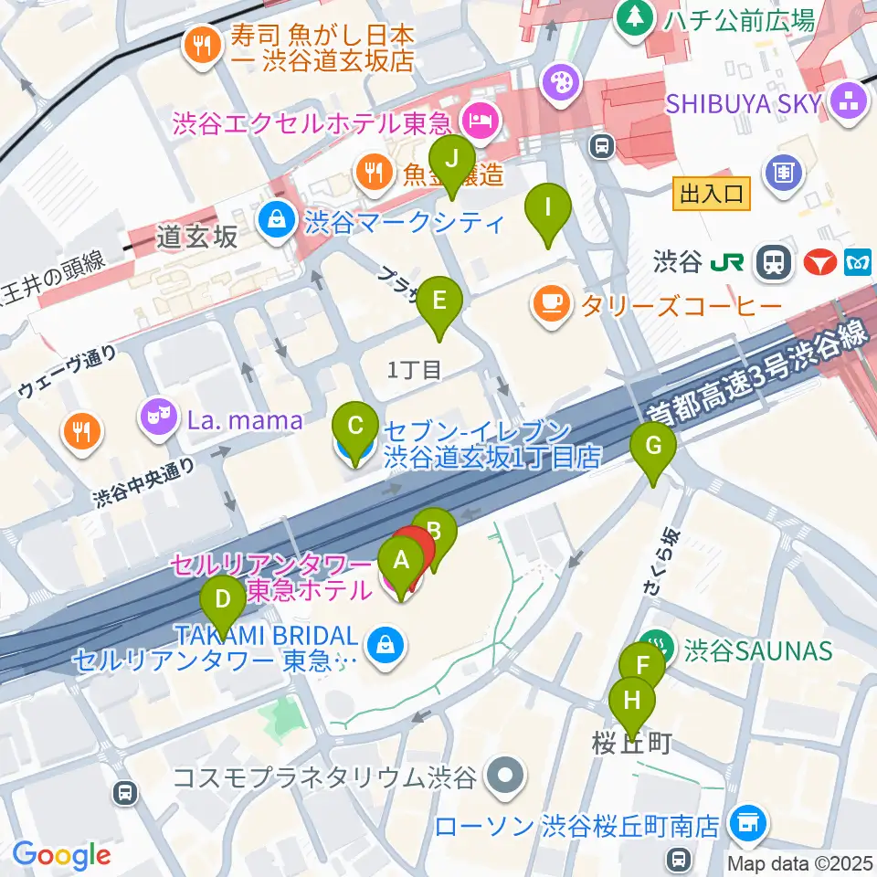 セルリアンタワー能楽堂周辺のコンビニエンスストア一覧地図
