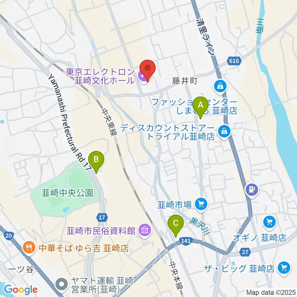 東京エレクトロン韮崎文化ホール周辺のコンビニエンスストア一覧地図