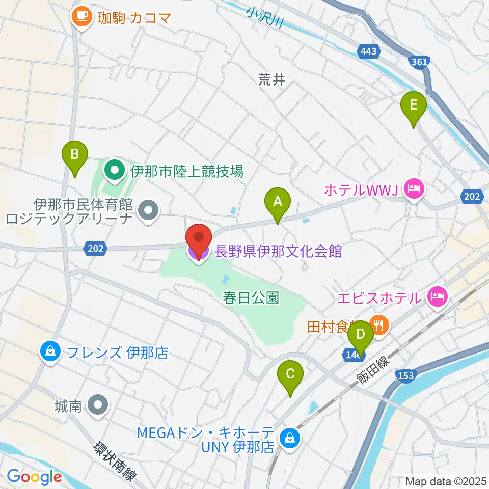 長野県伊那文化会館周辺のコンビニエンスストア一覧地図