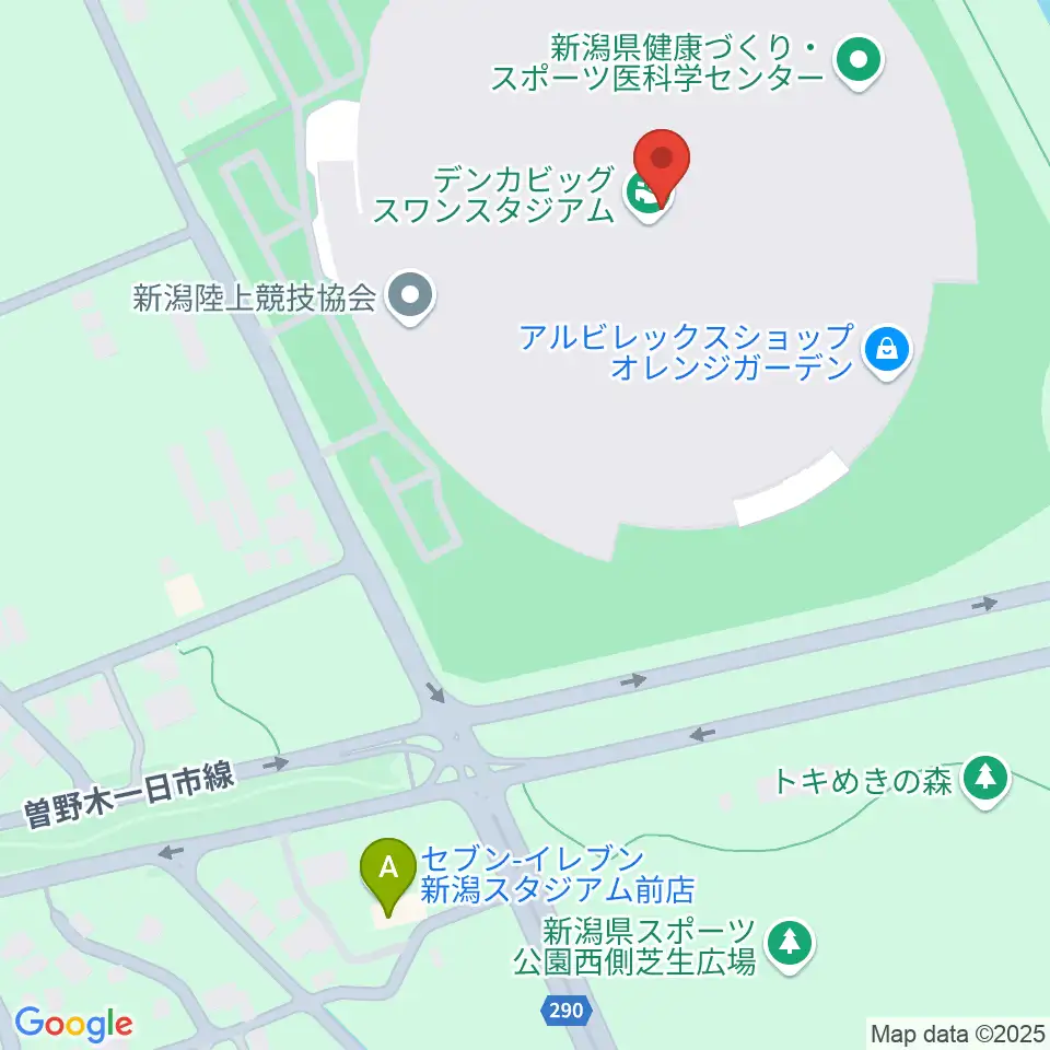 デンカビッグスワンスタジアム周辺のコンビニエンスストア一覧地図