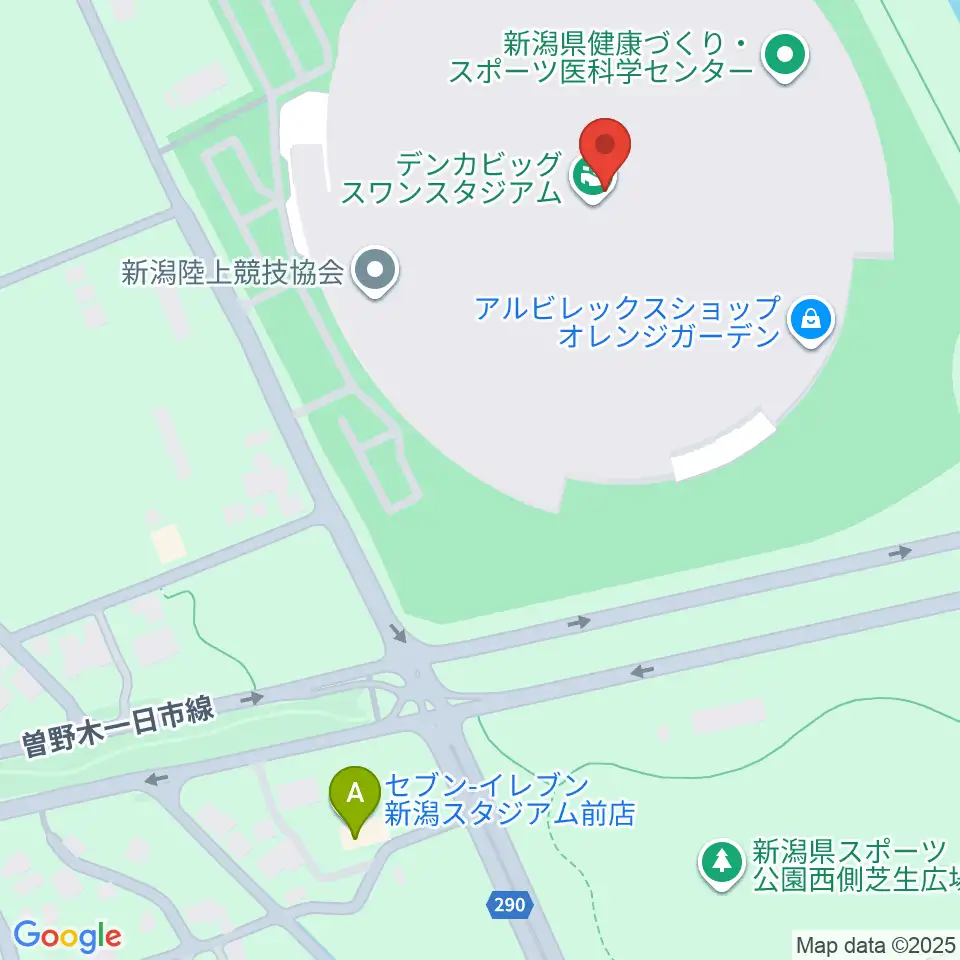 デンカビッグスワンスタジアム周辺のコンビニエンスストア一覧地図