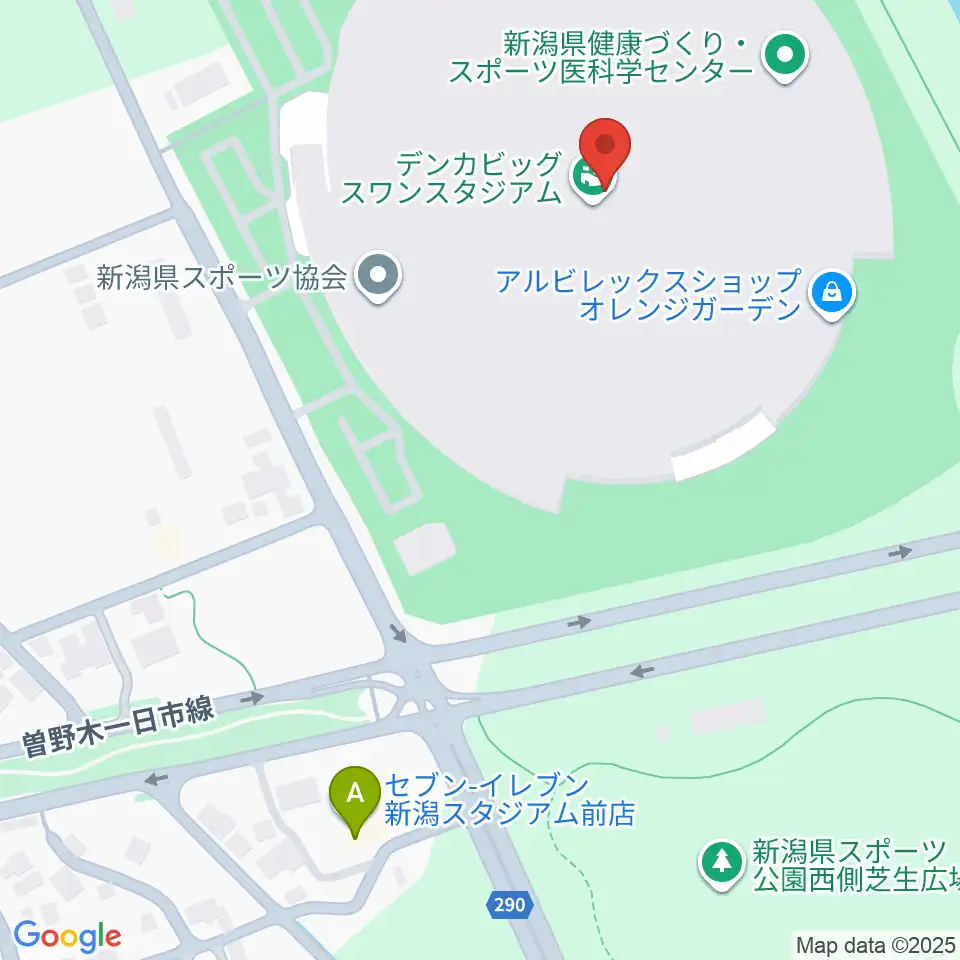デンカビッグスワンスタジアム周辺のコンビニエンスストア一覧地図