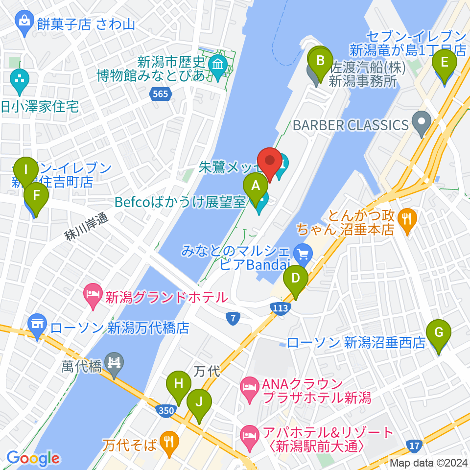 朱鷺メッセ周辺のコンビニエンスストア一覧地図