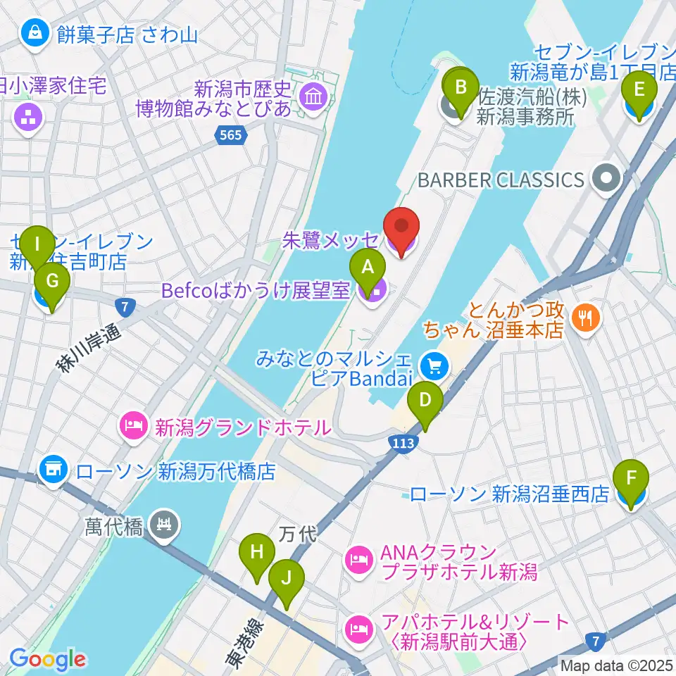 朱鷺メッセ周辺のコンビニエンスストア一覧地図