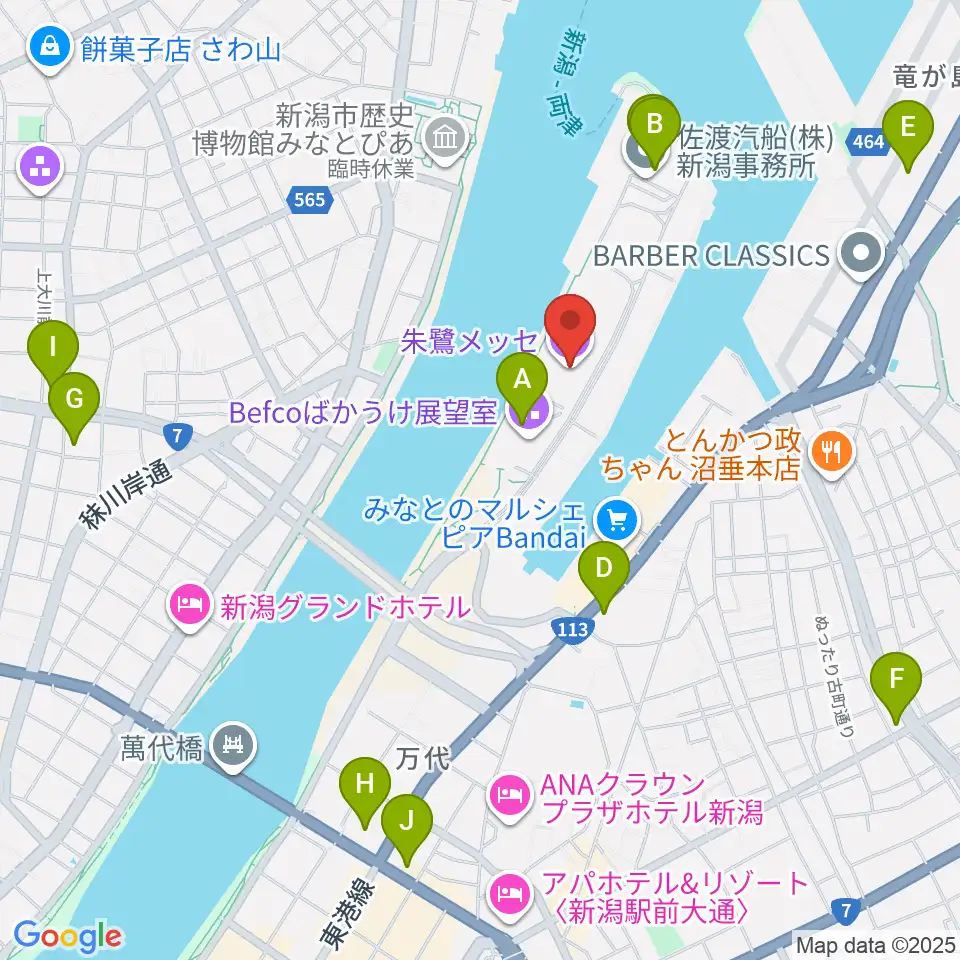 朱鷺メッセ周辺のコンビニエンスストア一覧地図