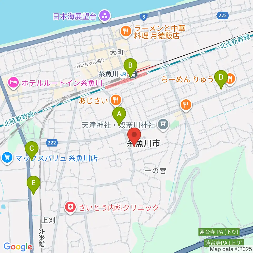 糸魚川市民会館周辺のコンビニエンスストア一覧地図