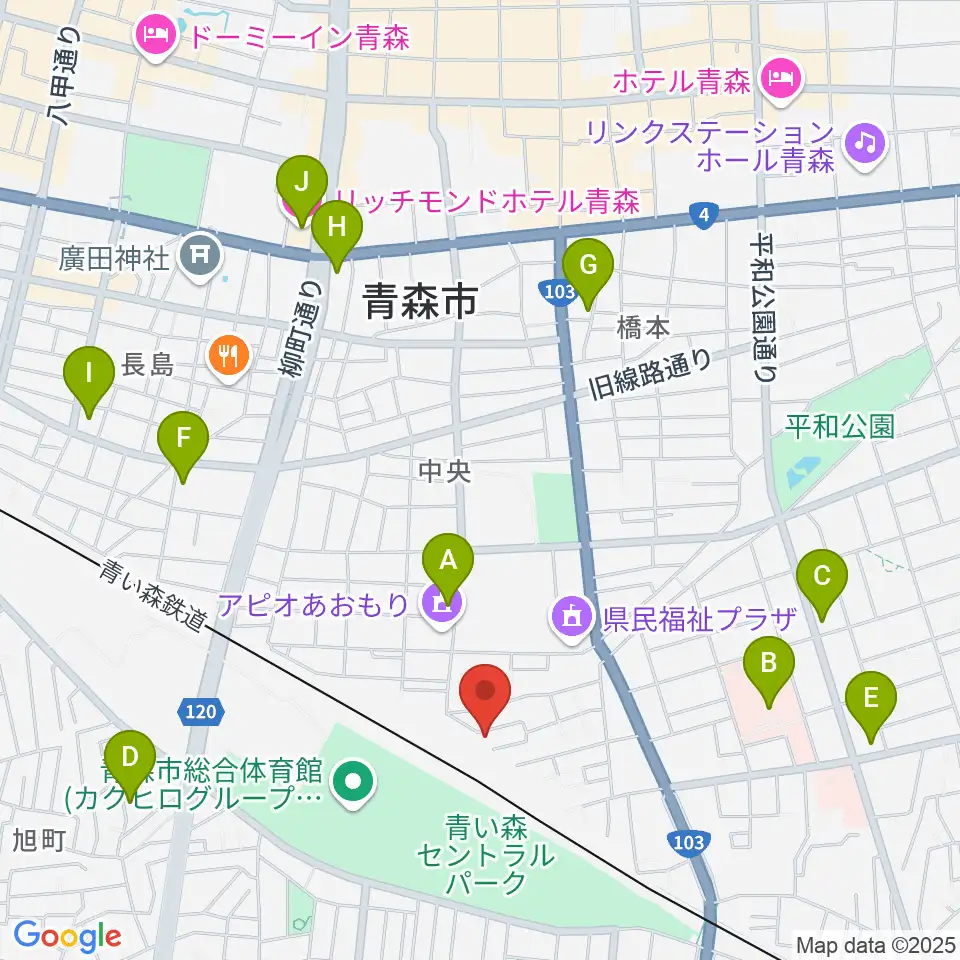 ティーズエレキギタークリニック青森周辺のコンビニエンスストア一覧地図