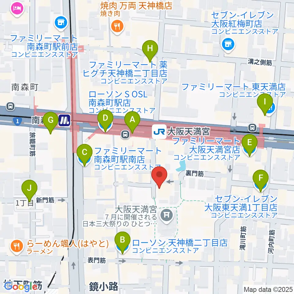天満天神繁昌亭周辺のコンビニエンスストア一覧地図