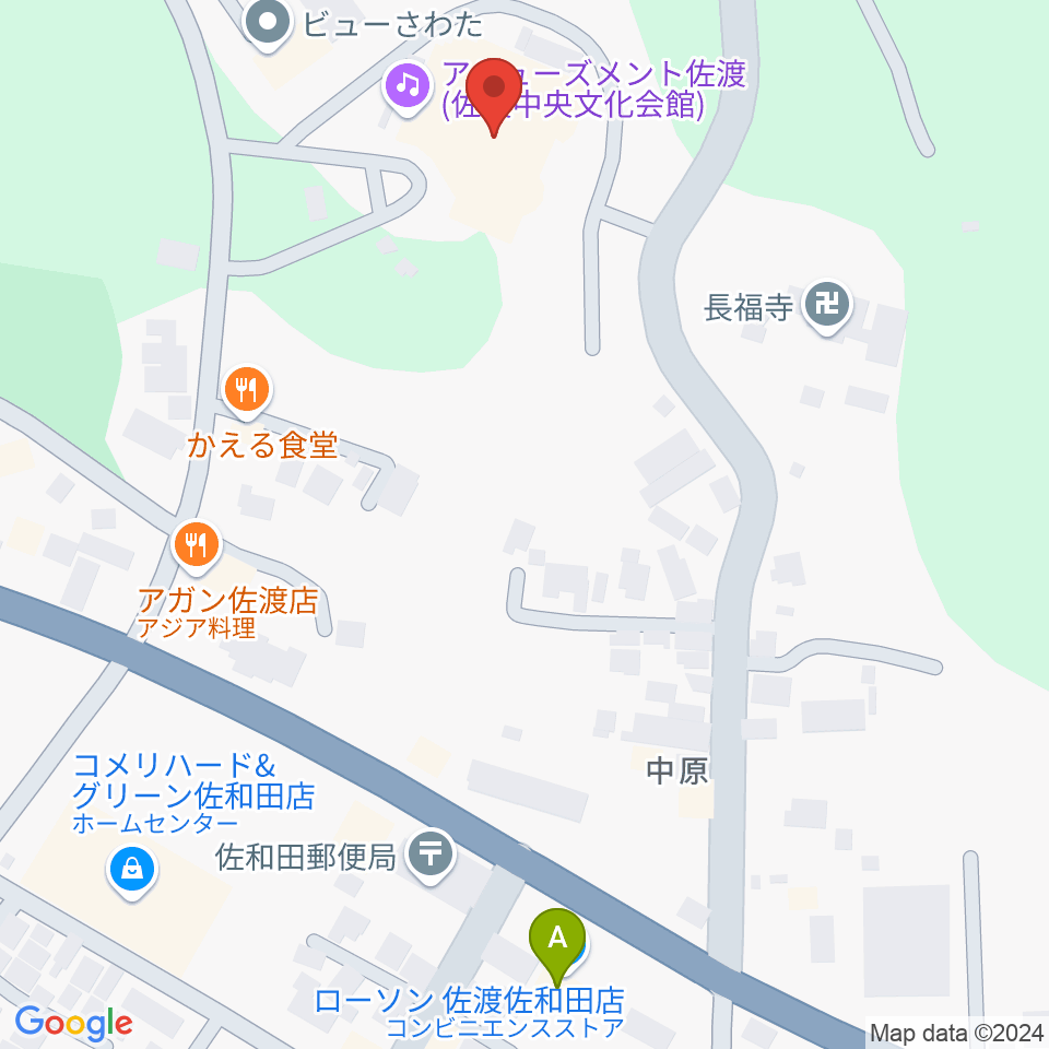 アミューズメント佐渡（佐渡中央文化会館）周辺のコンビニエンスストア一覧地図