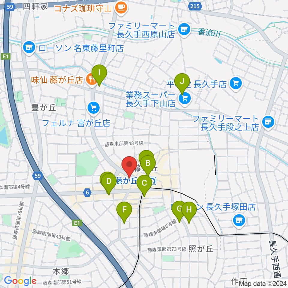 名古屋新堀ギター音楽院 藤ヶ丘教室周辺のコンビニエンスストア一覧地図