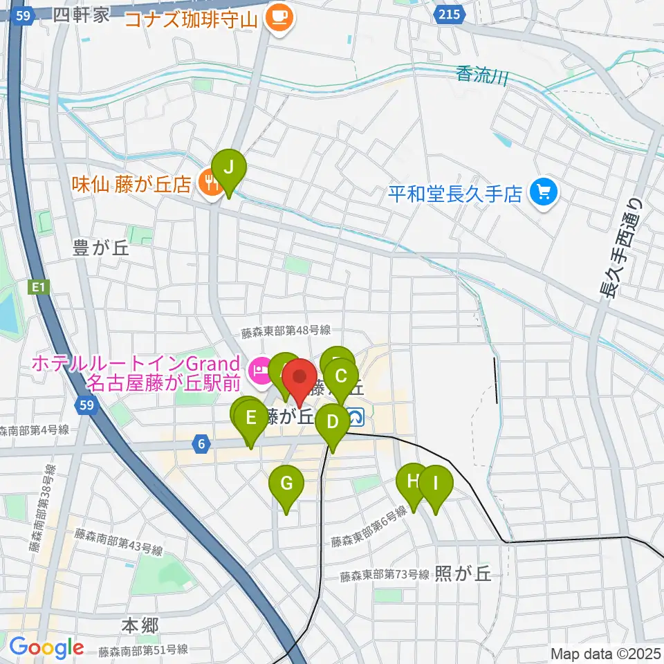 名古屋新堀ギター音楽院 藤ヶ丘教室周辺のコンビニエンスストア一覧地図