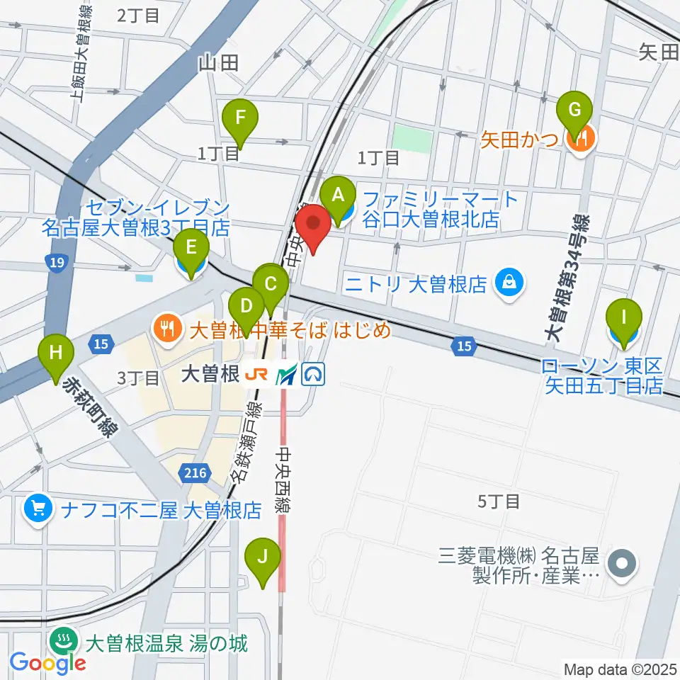 名古屋 新堀ギター音楽院 大曽根教室周辺のコンビニエンスストア一覧地図