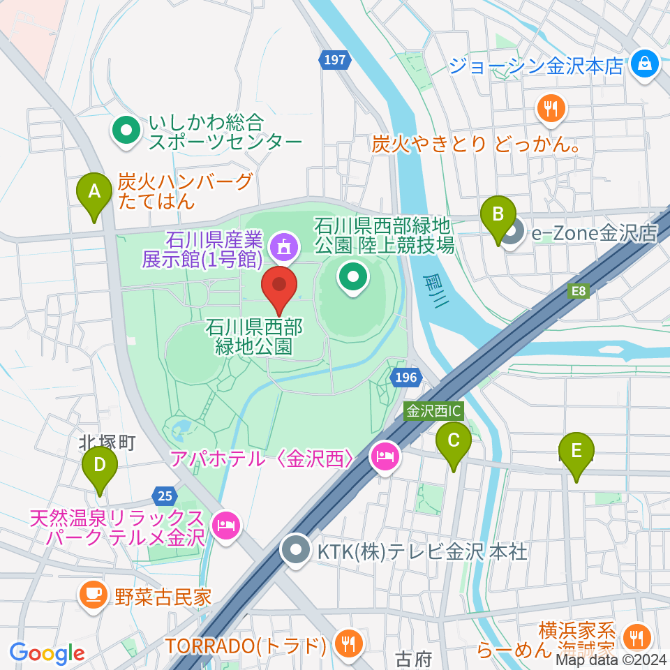 石川県産業展示館1・2・3号館周辺のコンビニエンスストア一覧地図