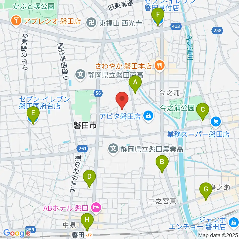 ワークピア磐田周辺のコンビニエンスストア一覧地図
