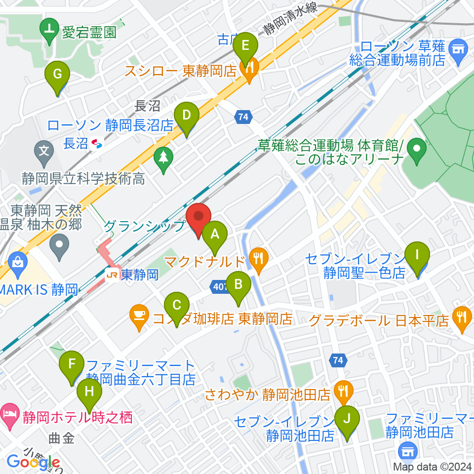 グランシップ周辺のコンビニエンスストア一覧地図