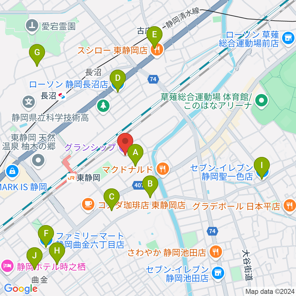 グランシップ周辺のコンビニエンスストア一覧地図