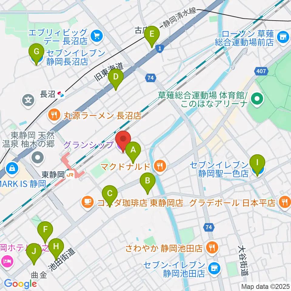 グランシップ周辺のコンビニエンスストア一覧地図