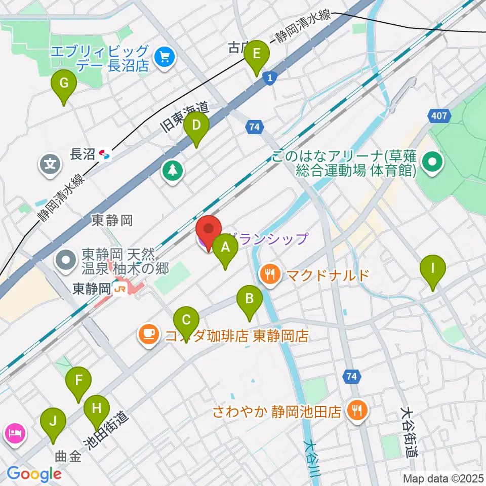 グランシップ周辺のコンビニエンスストア一覧地図