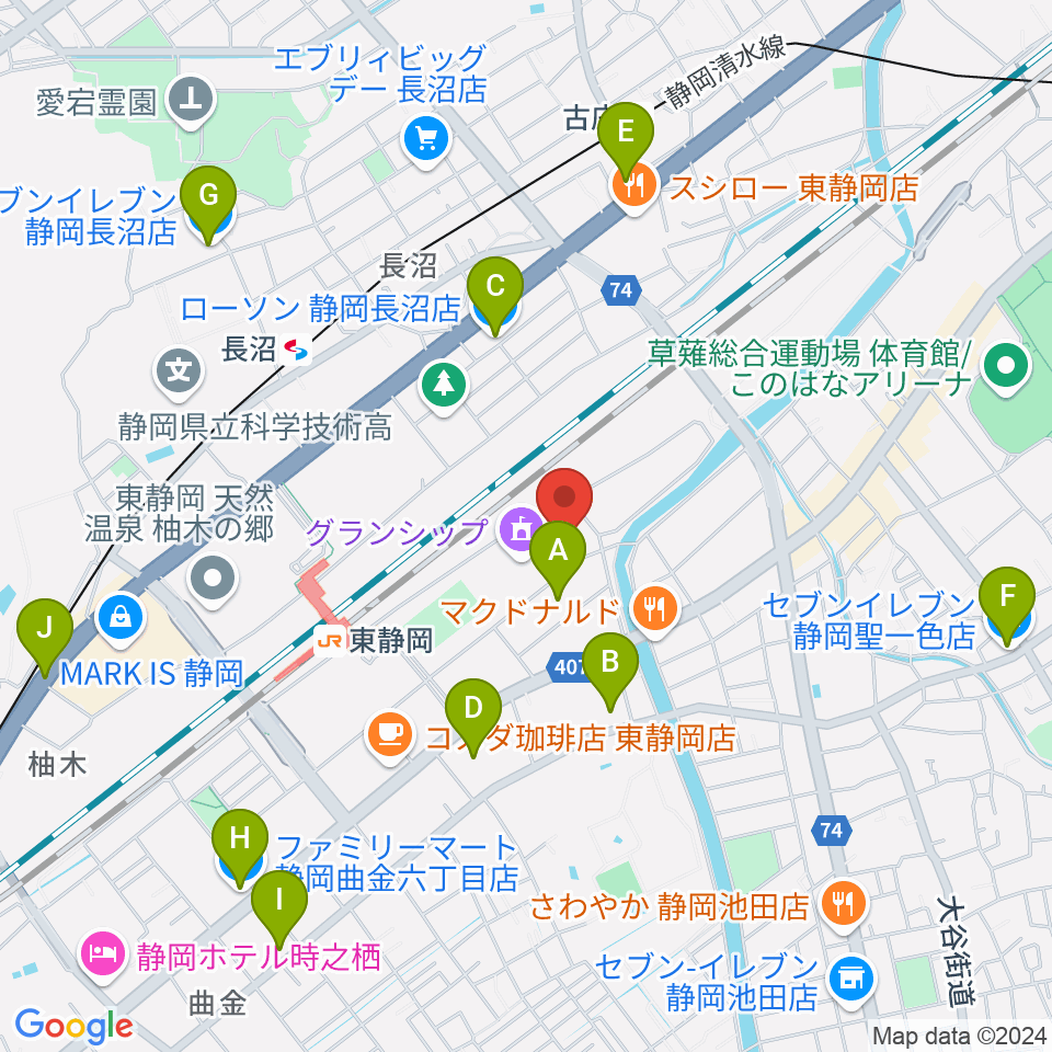 静岡芸術劇場周辺のコンビニエンスストア一覧地図