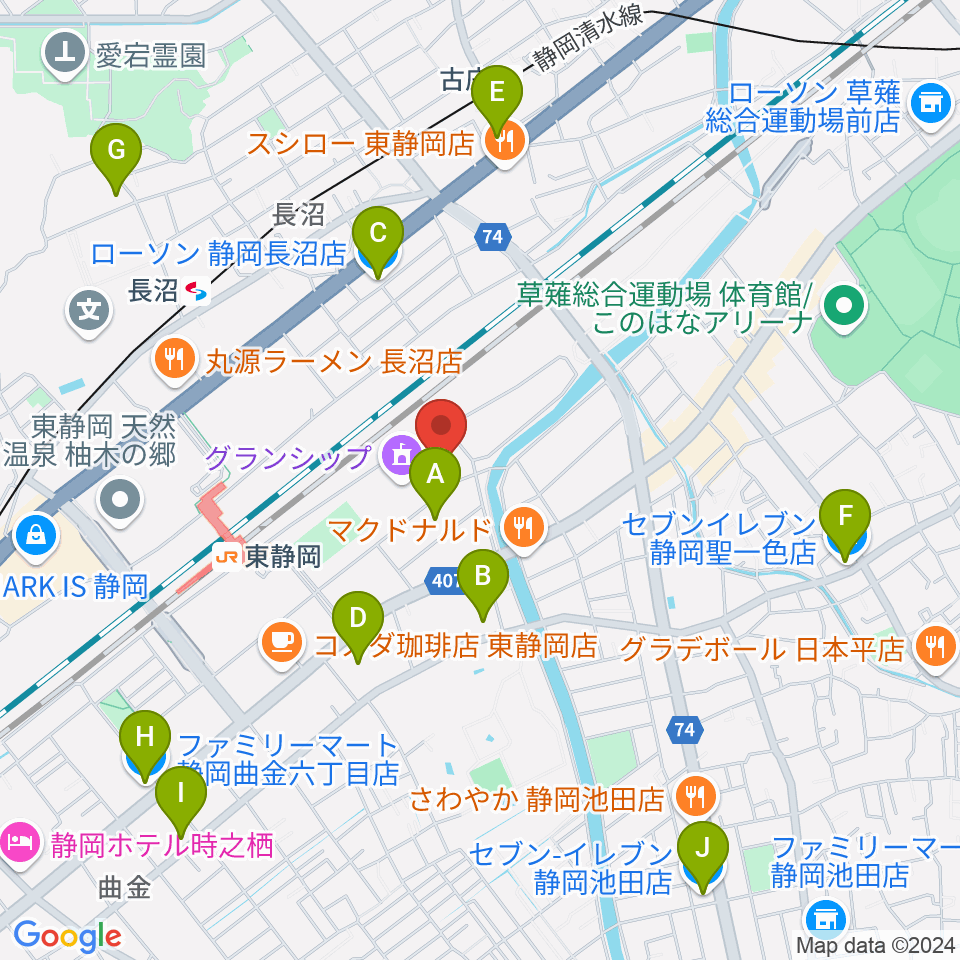 静岡芸術劇場周辺のコンビニエンスストア一覧地図