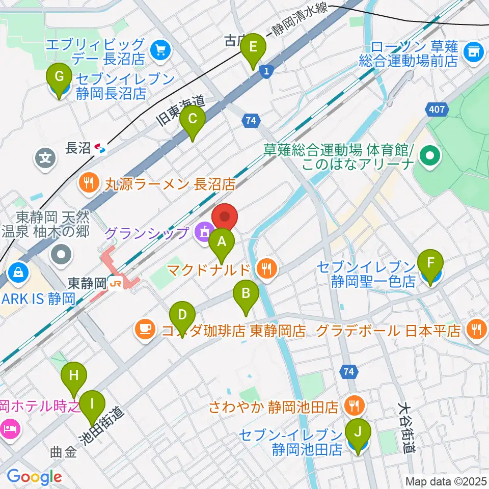 静岡芸術劇場周辺のコンビニエンスストア一覧地図