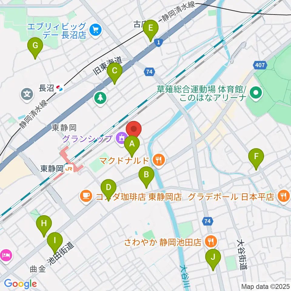 静岡芸術劇場周辺のコンビニエンスストア一覧地図