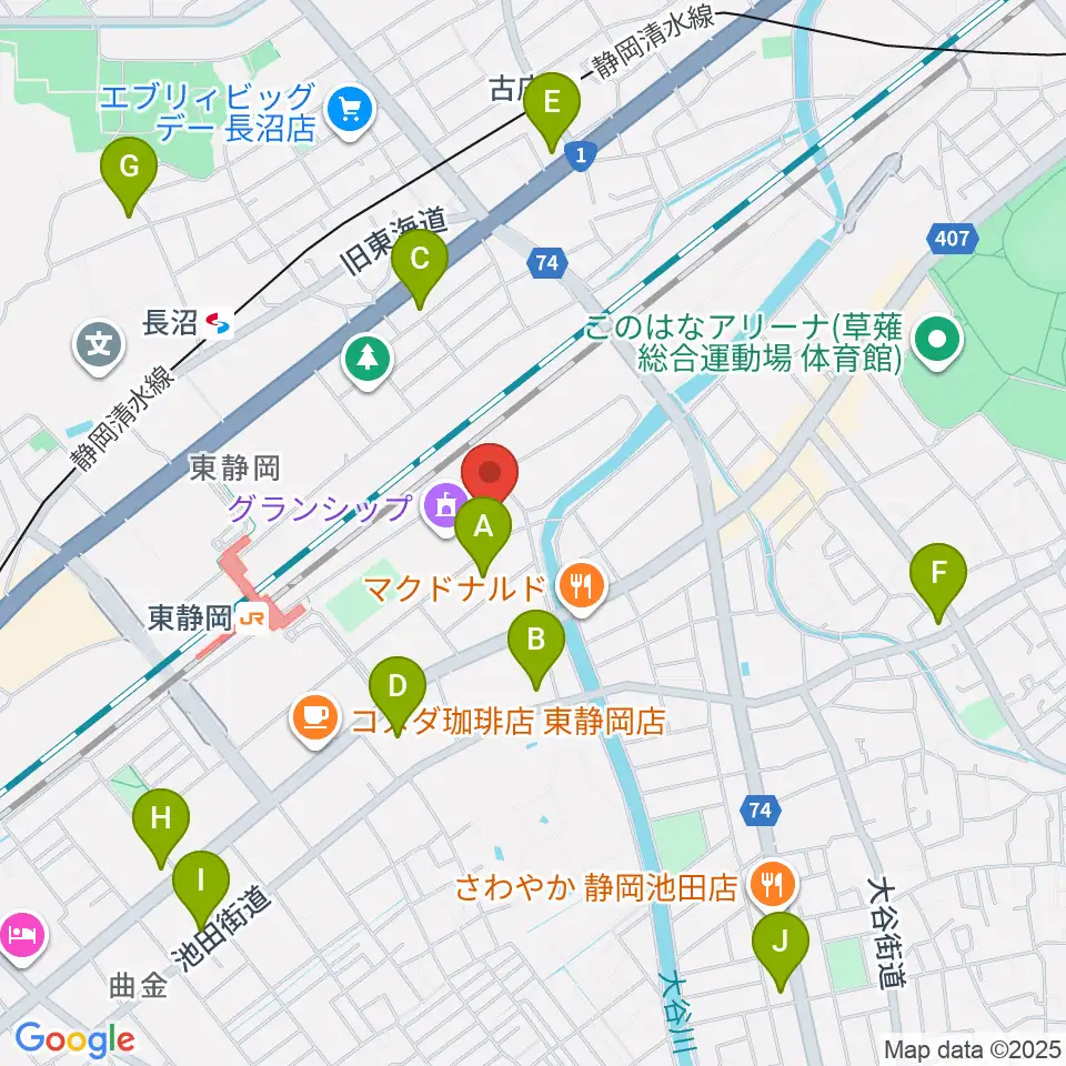 静岡芸術劇場周辺のコンビニエンスストア一覧地図