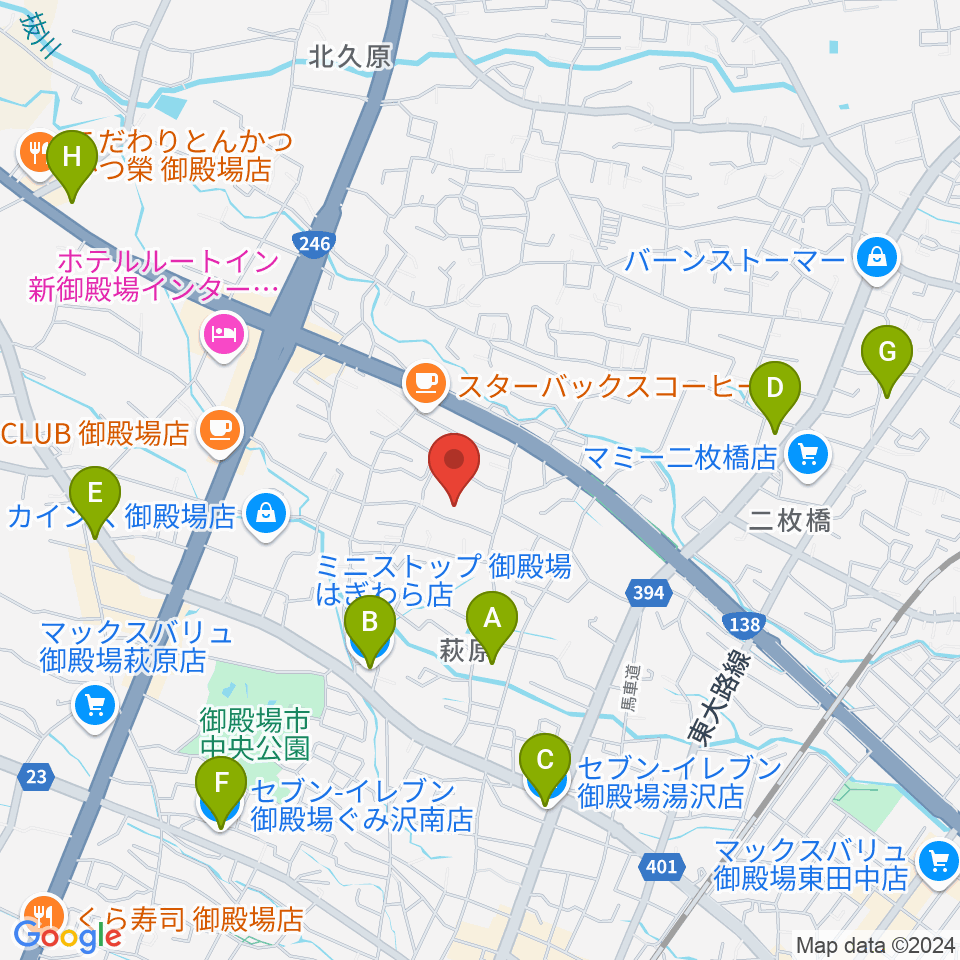 御殿場市民会館周辺のコンビニエンスストア一覧地図