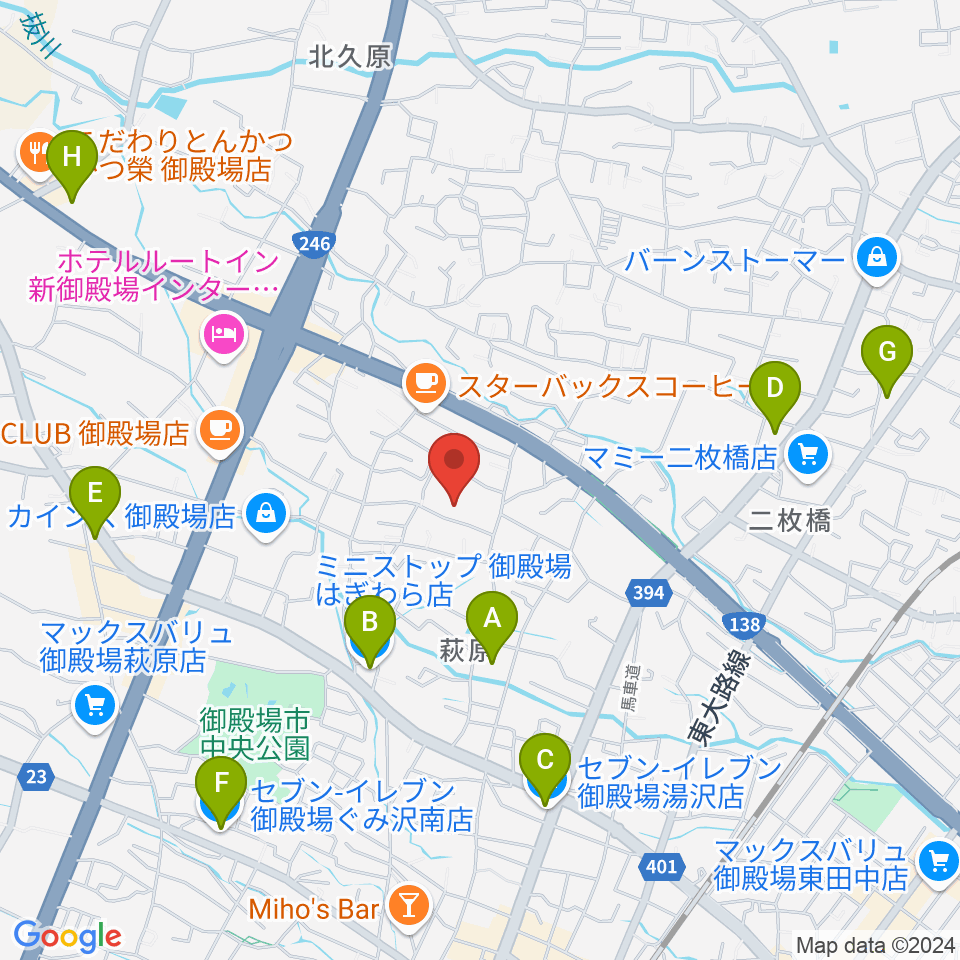 御殿場市民会館周辺のコンビニエンスストア一覧地図