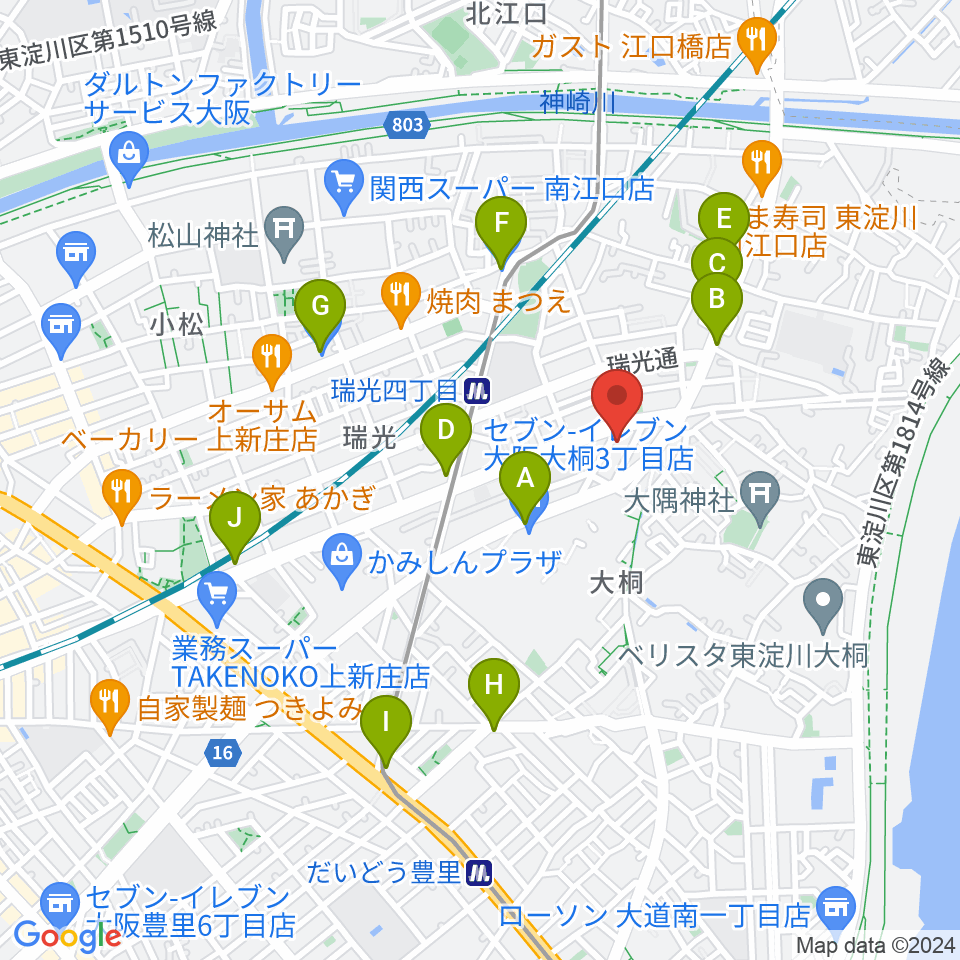 ギター工房 SHOJI周辺のコンビニエンスストア一覧地図