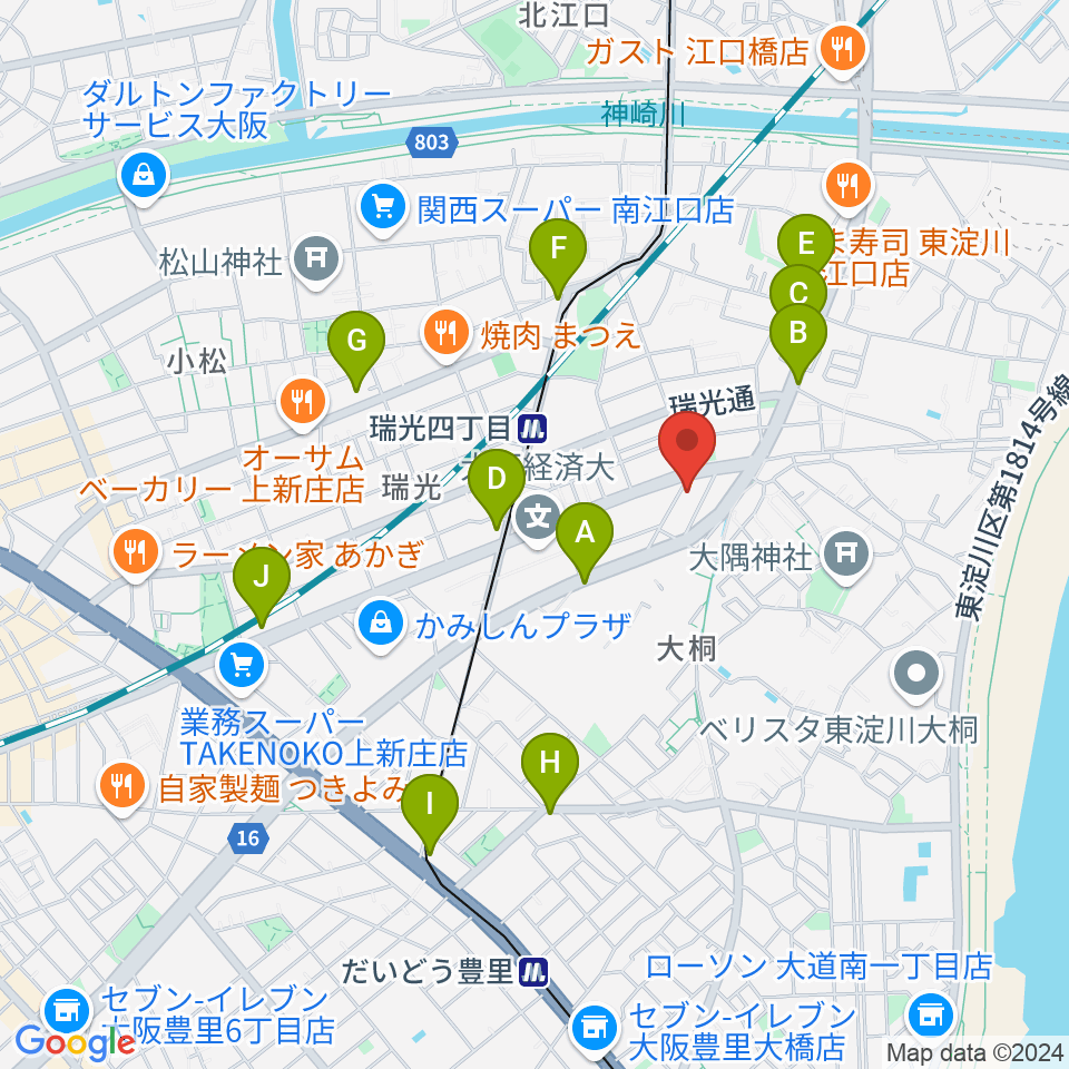 ギター工房 SHOJI周辺のコンビニエンスストア一覧地図