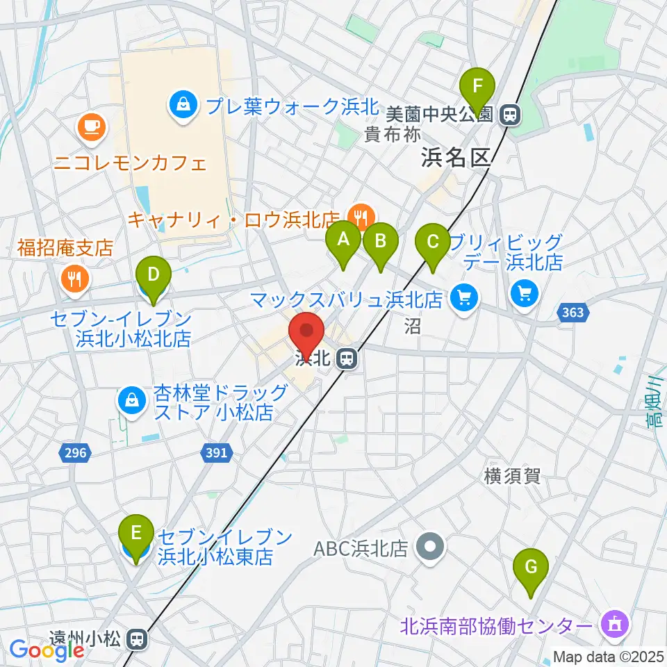 なゆた・浜北 練習室周辺のコンビニエンスストア一覧地図