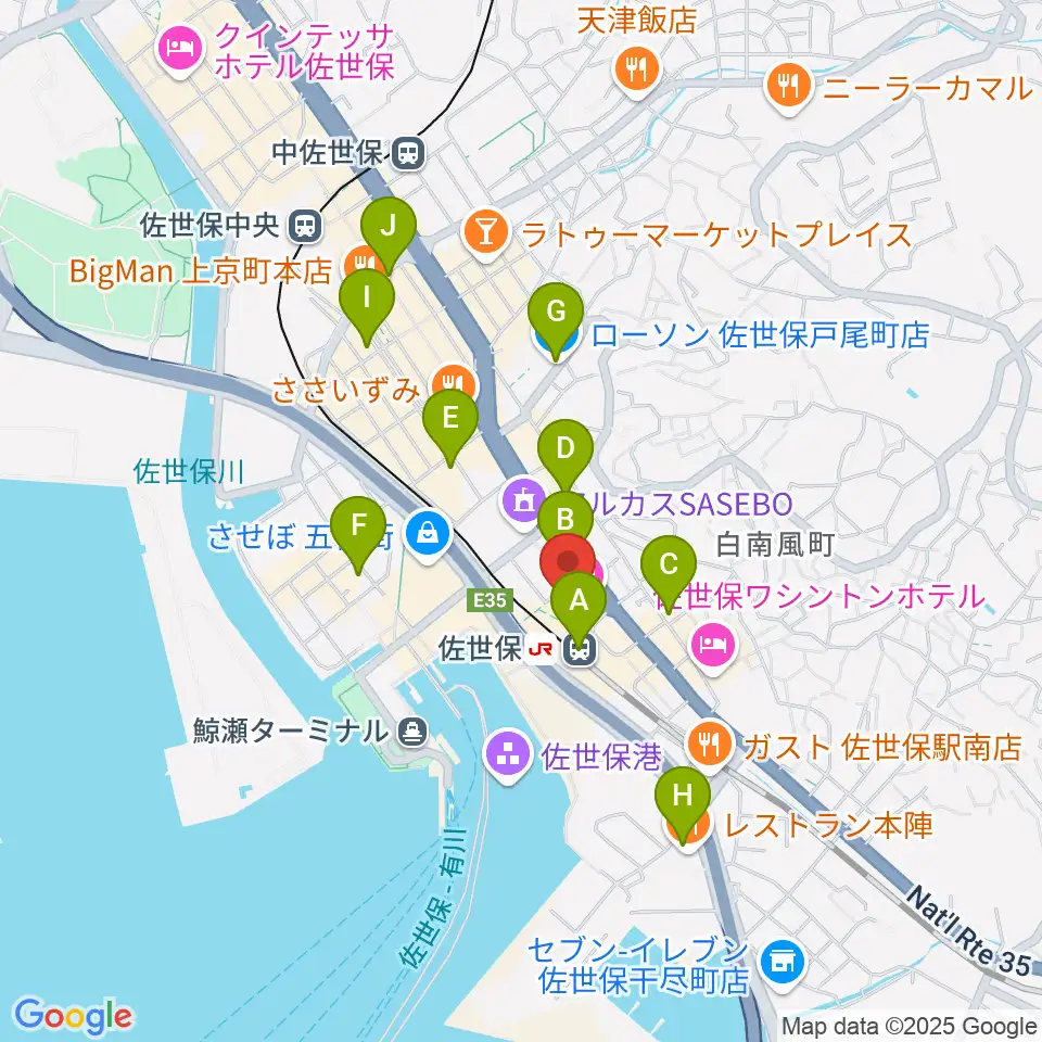 島村楽器 えきマチ1丁目佐世保店周辺のコンビニエンスストア一覧地図