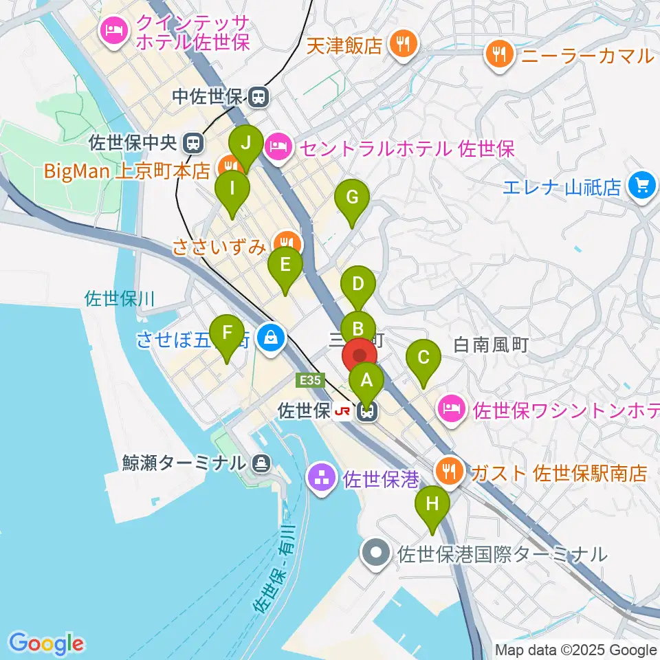 島村楽器 えきマチ1丁目佐世保店周辺のコンビニエンスストア一覧地図