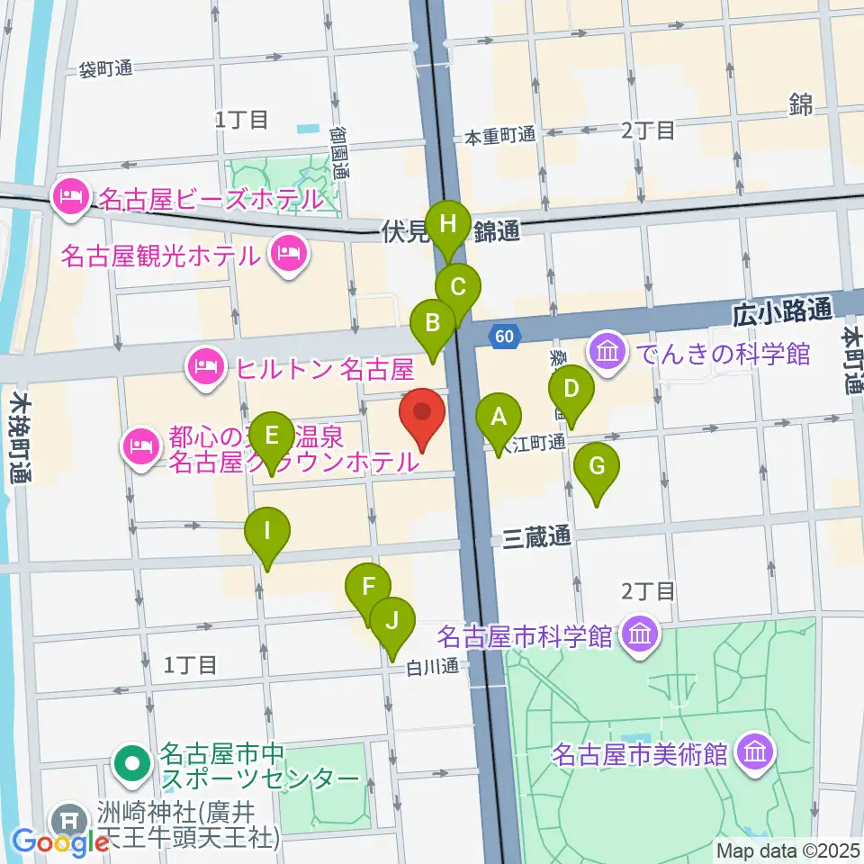 御園座周辺のコンビニエンスストア一覧地図