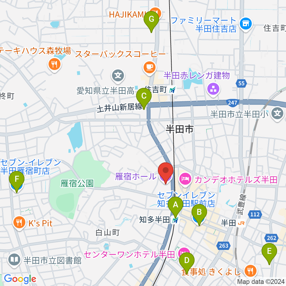 瀧上工業雁宿ホール周辺のコンビニエンスストア一覧地図