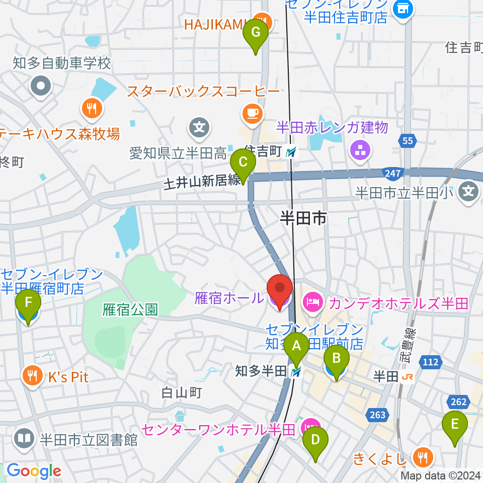 瀧上工業雁宿ホール周辺のコンビニエンスストア一覧地図