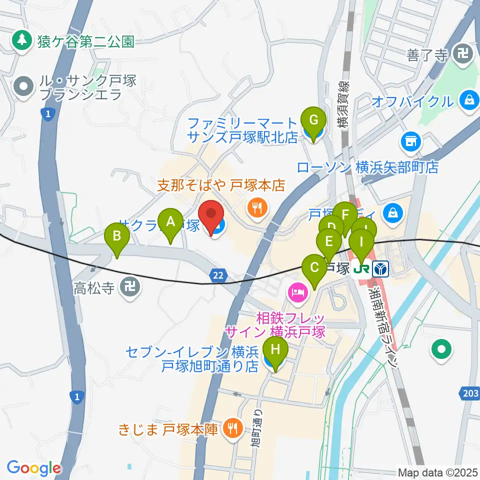 桜 音楽教室周辺のコンビニエンスストア一覧地図