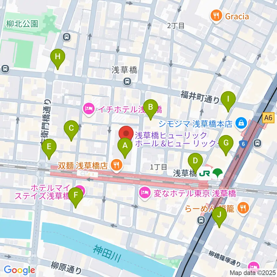 浅草橋ヒューリック ホール＆ヒューリック周辺のコンビニエンスストア一覧地図
