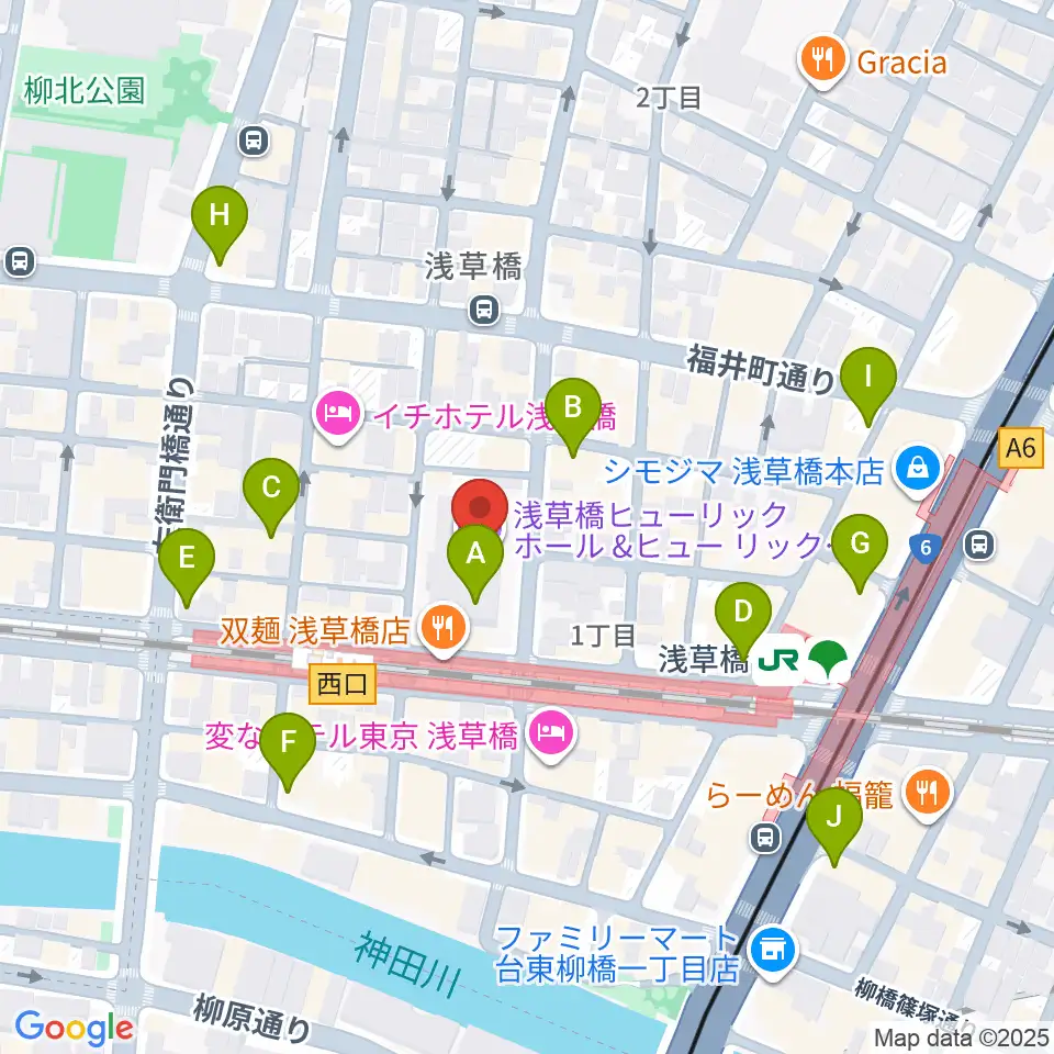 浅草橋ヒューリック ホール&ヒューリック周辺のコンビニエンスストア一覧地図