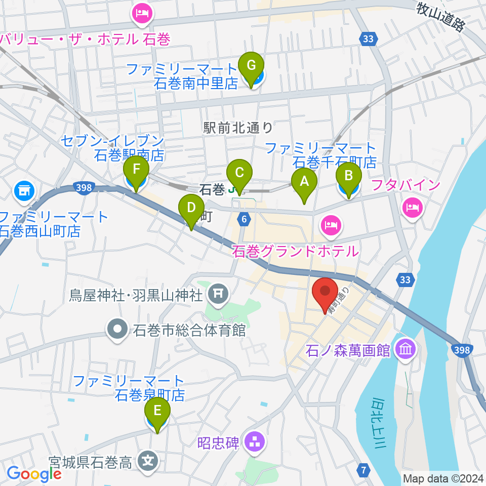 石巻ブルーレジスタンス周辺のコンビニエンスストア一覧地図