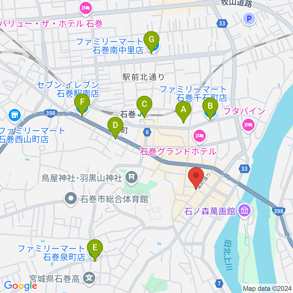 石巻ブルーレジスタンス周辺のコンビニエンスストア一覧地図