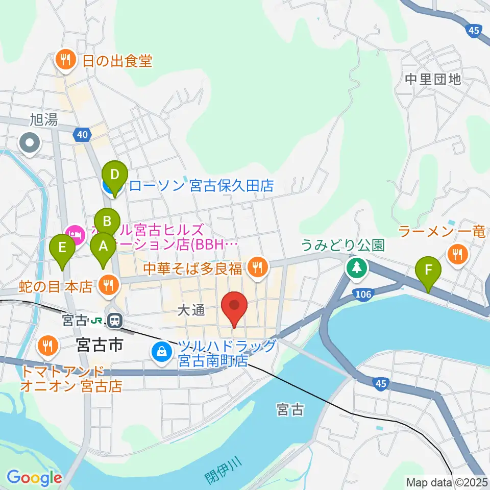 クラブカウンターアクション宮古周辺のコンビニエンスストア一覧地図