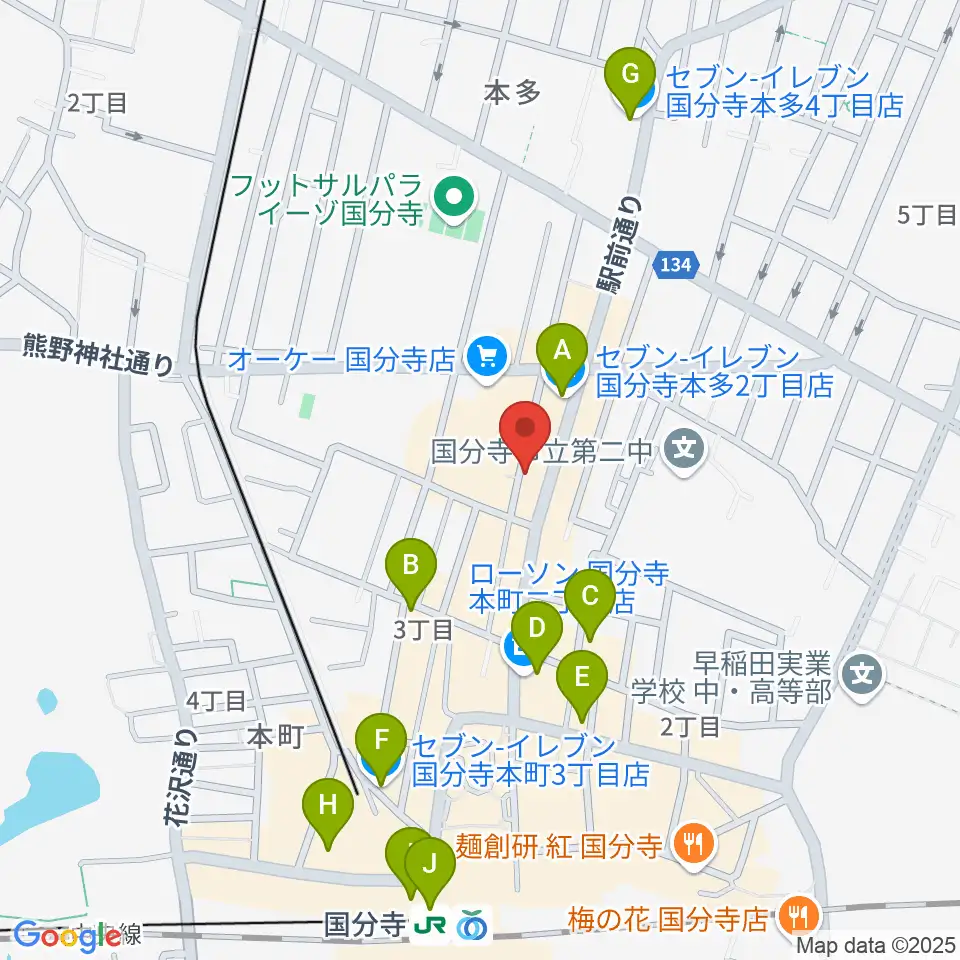 国分寺ギブハーツ周辺のコンビニエンスストア一覧地図