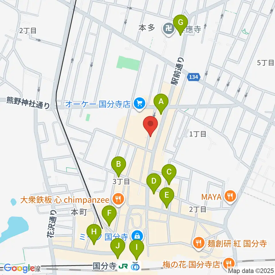 国分寺ギブハーツ周辺のコンビニエンスストア一覧地図