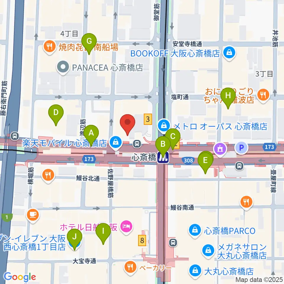 心斎橋VARON周辺のコンビニエンスストア一覧地図