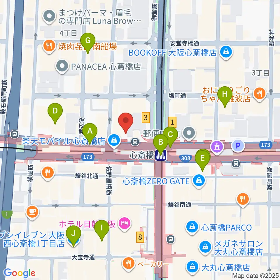 心斎橋VARON周辺のコンビニエンスストア一覧地図