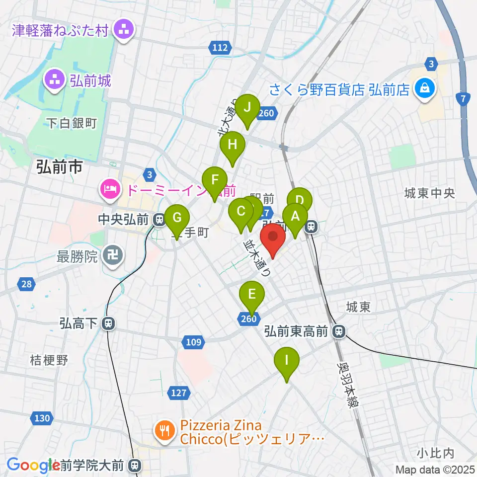 弘前ロビンズ・ネスト周辺のコンビニエンスストア一覧地図