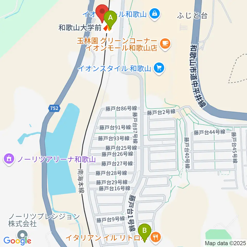 和歌山シェルター周辺のコンビニエンスストア一覧地図