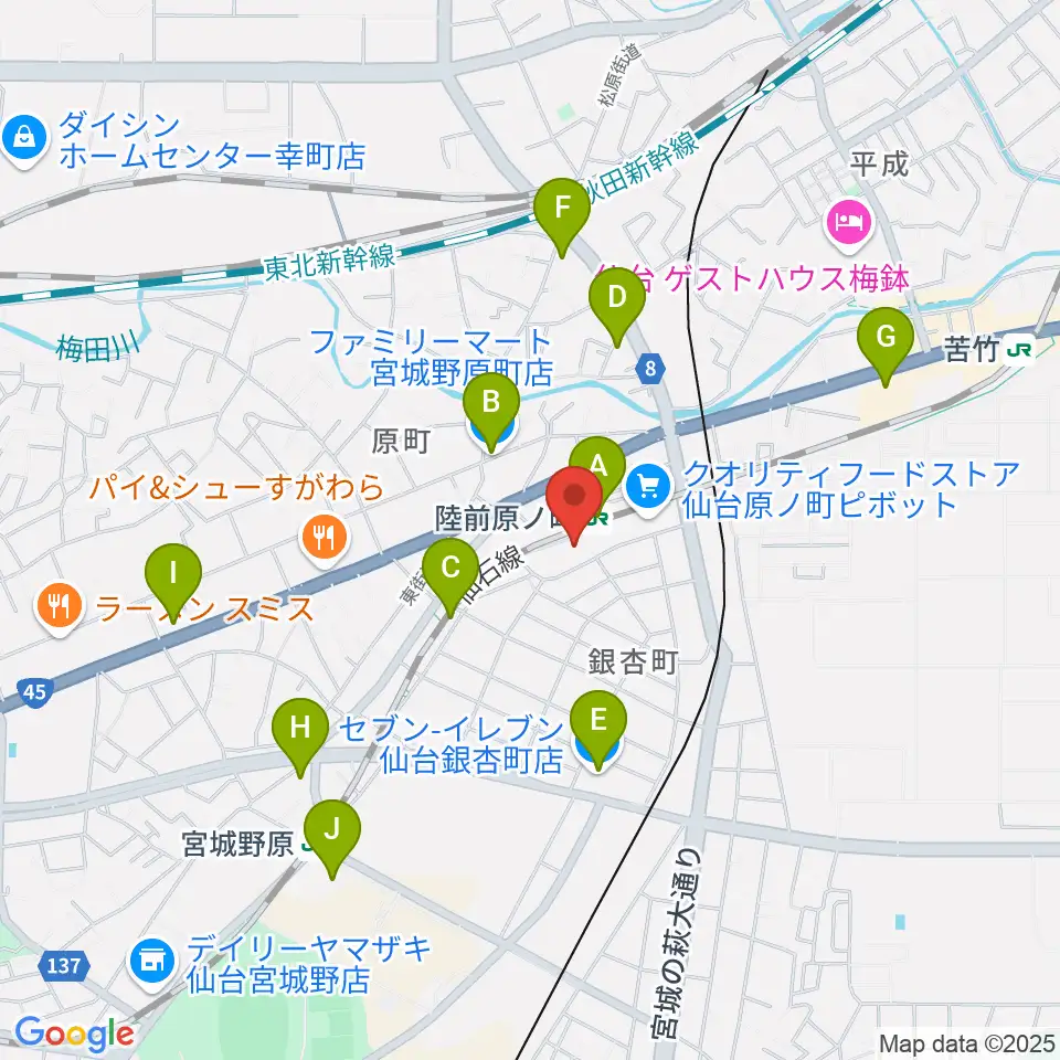 宮城野区文化センター周辺のコンビニエンスストア一覧地図
